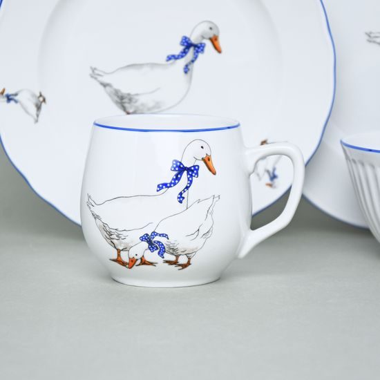 Praktická jídelní sada pro 4 osoby, Český porcelán a.s., husy