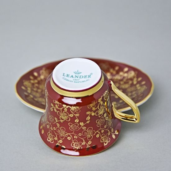 Šálek 80 ml a podšálek mokka Windsor, Purpurová, Leander 1907 Loučky