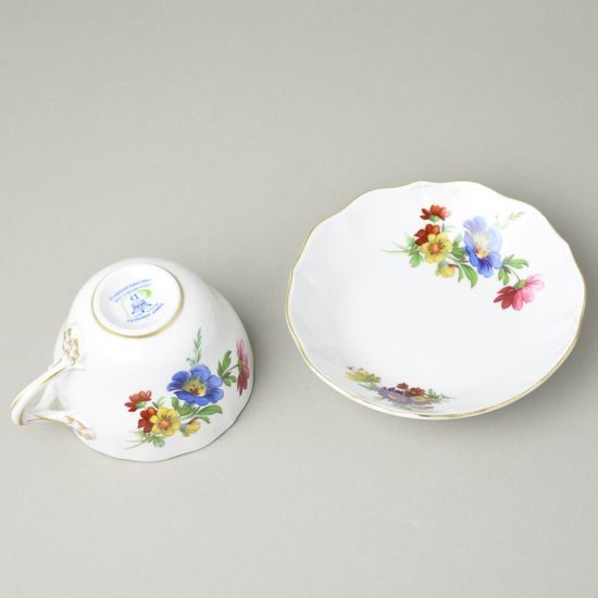 Šálek a podšálek B + B 0,21 l / 14 cm na kávu, zlatá linka, Harmonie, Český porcelán a.s.