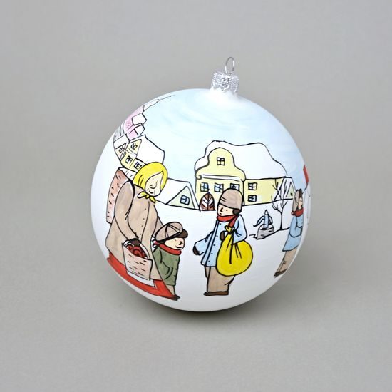 Vánoční skleněná koule 12 cm na stromeček "Stará zima" LIMITOVANÁ edice, ručně malováno