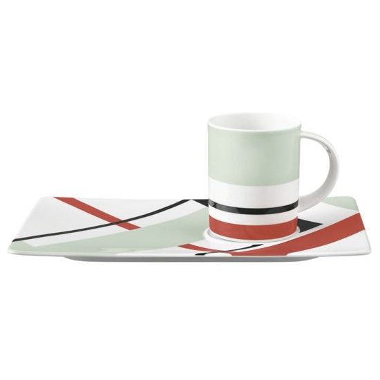 Cup 230 ml plus tray 27 x 16 cm, Contura 4197, Tettau porcelain