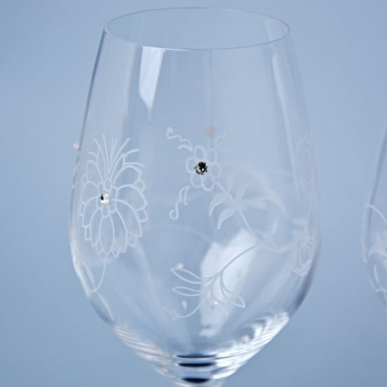 Celebration - Set of 2 Cut Wine Glasses 360 ml, Onion Pattern + Swarovski Crystals