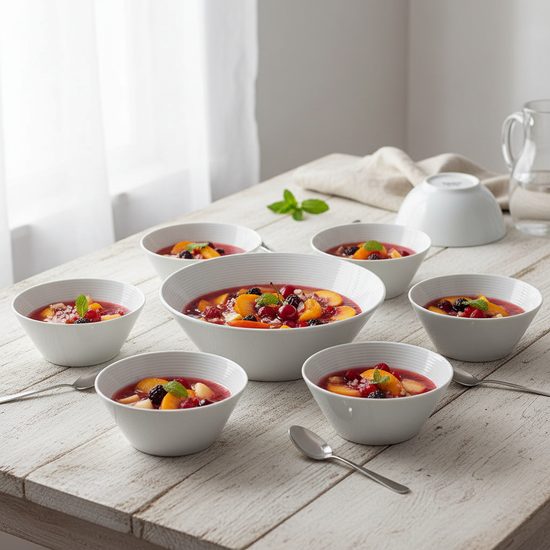 Kompotová sada pro 6 osob, Lea bílá, Thun karlovarský porcelán