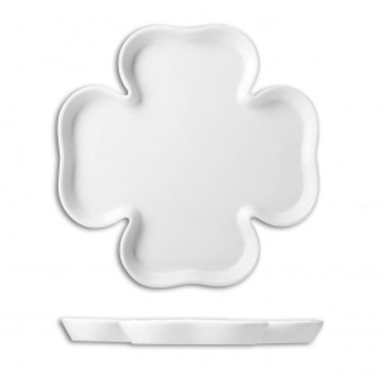 Bowl (platter) Four leaf clover 27 cm, white, Thun 1794, karlovarský porcelán