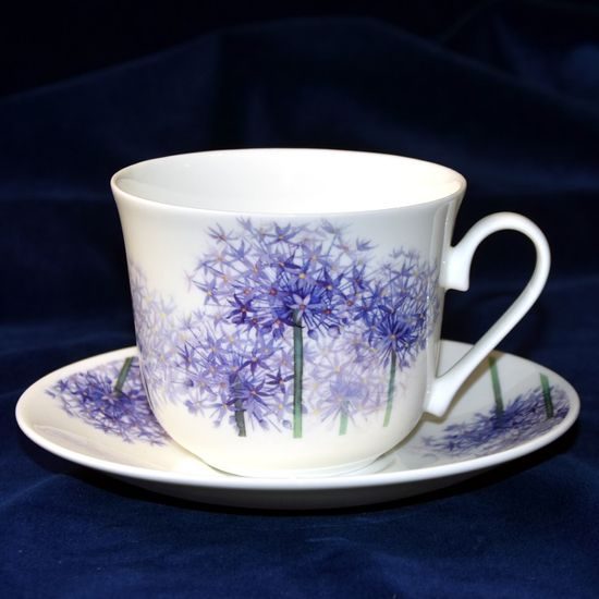 Alliums: Cup 420 ml and saucer breakfast, English Fine Bone China, Roy Kirkham