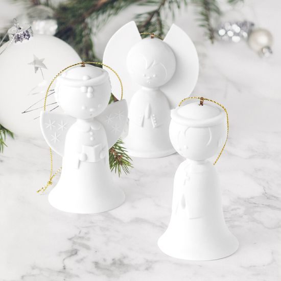 Sada 3 andílků - zvonků z biskvitového porcelánu, Unterweissbacher Werkstätten für Porzellankunst