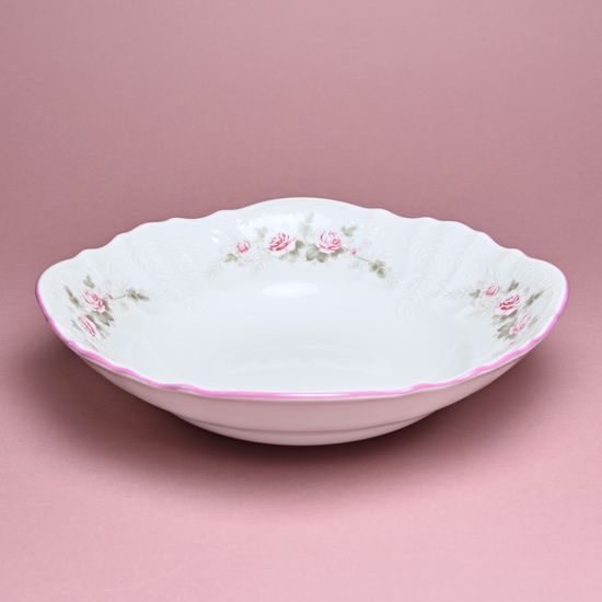 Pink line: Bowl deep 25 cm, Thun 1794 Carlsbad porcelain, BERNADOTTE roses