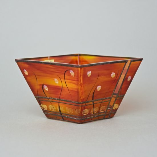 Studio Miracle: Bowl orange-red, 13,5 cm, Hand-decorated by Vlasta Voborníková