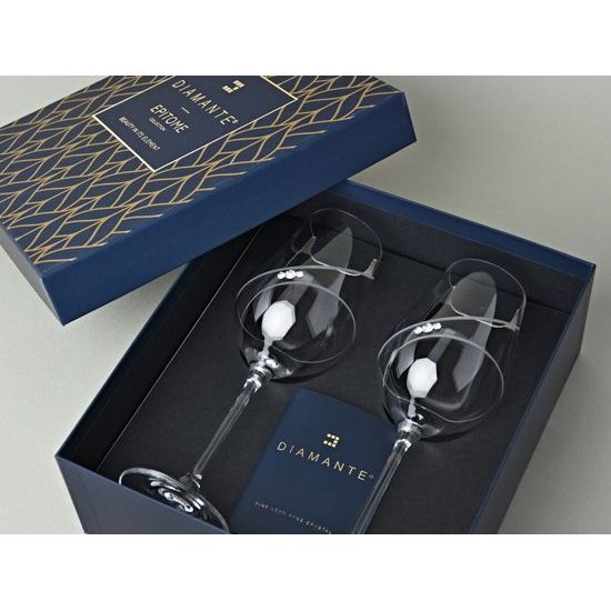 Set 2 sklenic na víno 360 ml, Helix, krystaly Swarovski, DIAMANTE