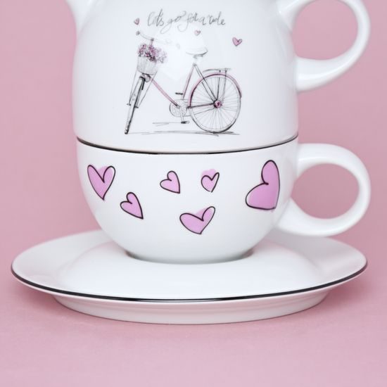 Tea for one set, bicycle + hearts, Leander 1907