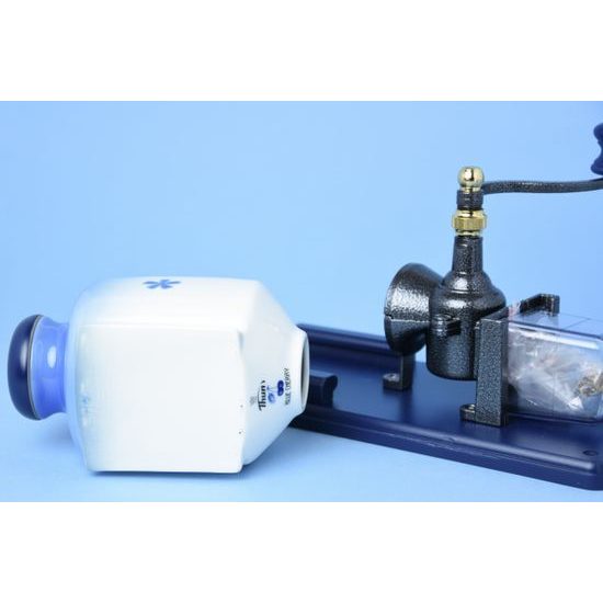 Coffee mill wall, Thun 1794 Carlsbad porcelain, BLUE CHERRY