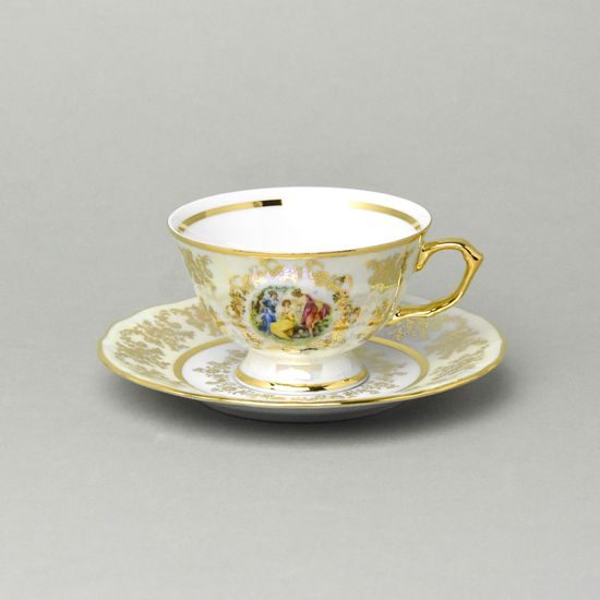 Šálek 200 ml na nožce a podšálek 15,5 cm čajový, Tři Grácie, porcelán Royal