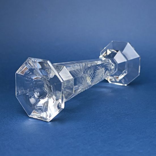 Crystal Hand Cut Candlestick octagonal - Thistle decor, 255 mm, Crystal Bohemia Poděbrady