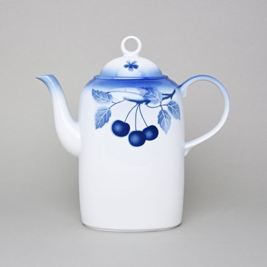 Coffee pot 1,2 l, Thun 1794 Carlsbad porcelain, BLUE CHERRY