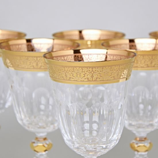 Crystal Glasses Wine Set Romantic - Laura, 6 pcs. 220 ml, Gold, Ales Zverina - AZ Design