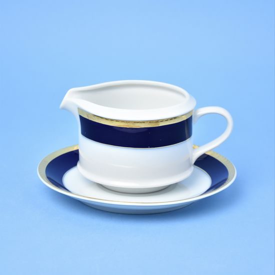 Sabina 767: Sauce boat 400 ml + underplate, cobalt blue + gold, Leander 1907