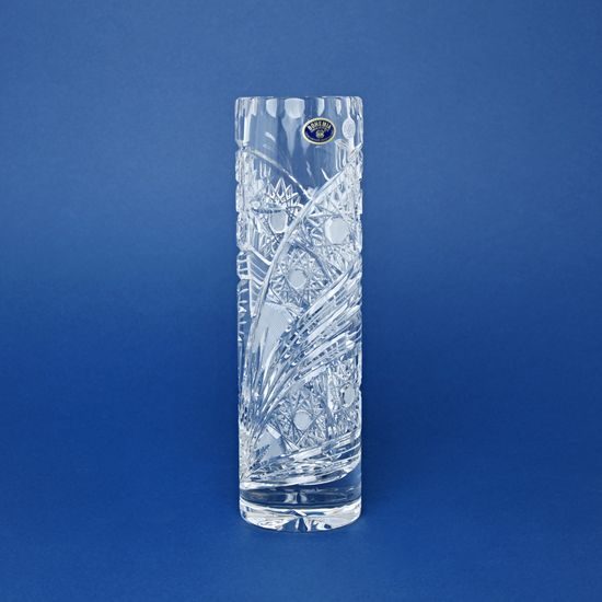 Křišťálová váza válec broušená úzká Kometa, 255 mm, GLASSPO / Crystal Bohemia