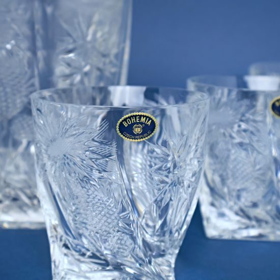 Quadro whisky set 500PK, thistle decor, 1+6 for 6 per., 700 ml + 340 ml, Bohemia Crystalite