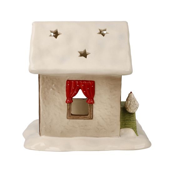 Candle holder Snowed-in Chicken Coop 14.5 / 16.5 / 15.5 cm, stoneware, Goebel