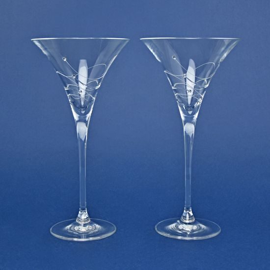 Set of 2 High Martini / Cocktail Glasses, 250 ml, Swarovski Crystals