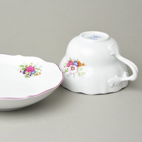 Šálek a podšálek D + D, 400 ml / 18,2 cm, pestré květy, Český porcelán a.s.