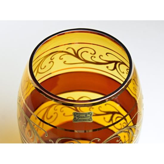 Egermann: Vase Amber - Yellow-brown Stain, h: 29 cm, Crystal Vases Egermann