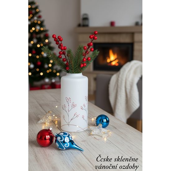 Skleněná váza 24 cm cesmíny bílá, Glassor