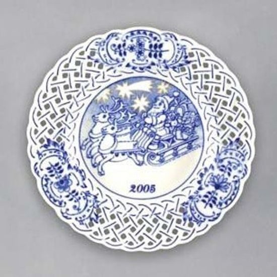 Vánoční / výroční talíř 2005 prolamovaný závěsný 18 cm, Cibulák, originální z Dubí
