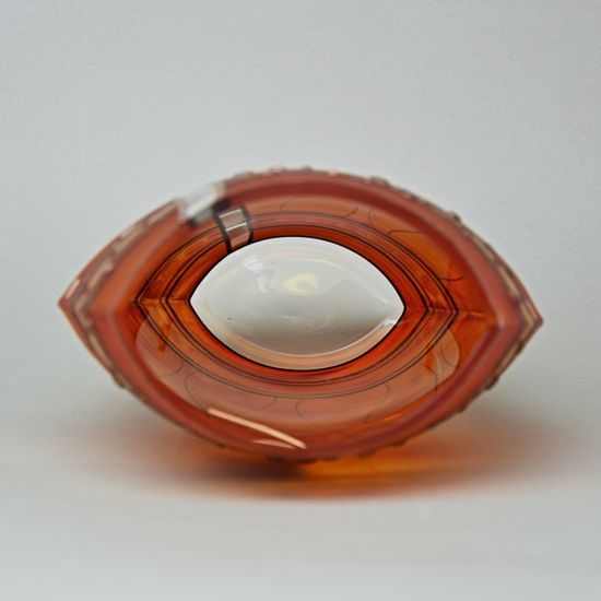 Studio Miracle: Váza oranžovo - červená, 30 cm, ruční dekorace Vlasta Voborníková