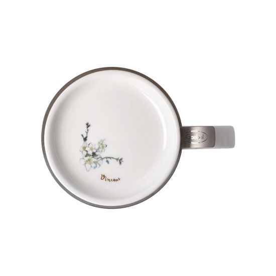 Tea Cup 0,4 l with Lid and Strainer V. van Gogh - Almond Tree Blue, 11.5 / 8 / 14 cm, Fine Bone China, Goebel