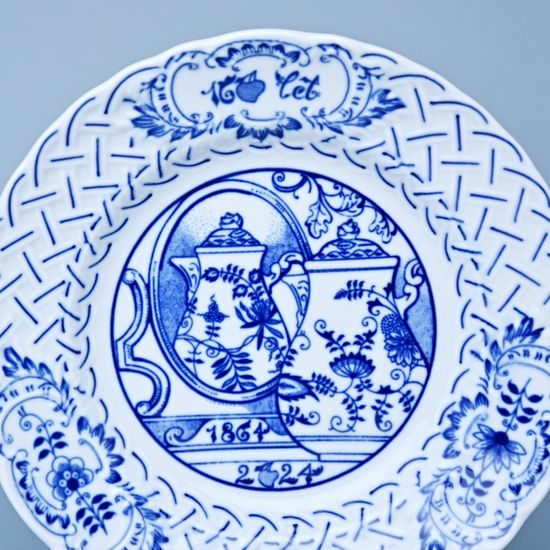 Annual plate, wall 18 cm, 160 years of Cesky porcelan (1864-2024), Original Blue Onion Pattern