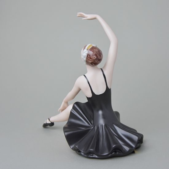 Baletka I. - Černé šaty, 26,5 x 14 x 22,5 cm , Natur + černý fond + zlato, Porcelánové figurky Duchcov