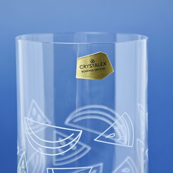 Barline 470 ml, sklenice vysoká na limonádu / vodu, 6 ks., barevné ovoce, Crystalex