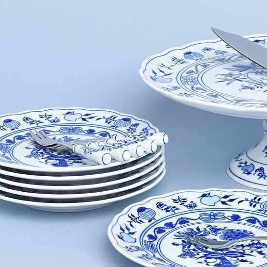 Cake set for 6 pers. with cutlery, Original Blue Onion Pattern