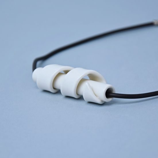 Náhrdelník: Spiralis 7 cm, černá pryž, Porcelánové šperky Ateliér Mallys
