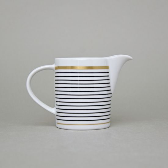 Creamer 180 ml, ELLA Black-Gold Stripes, Thun 1794 Carlsbad Porcelain