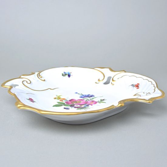Mísa mělčí 28 cm 3 hr., kytičky + matné zlato, Queens Crown porcelán