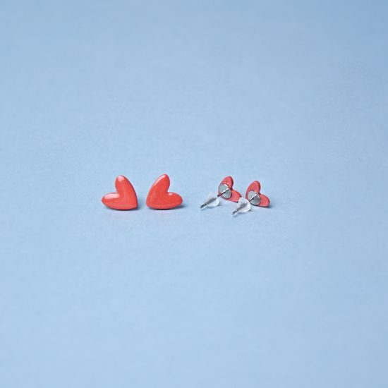 Earrings: Red Hearts, Porcelain Jewels Studio Mallys