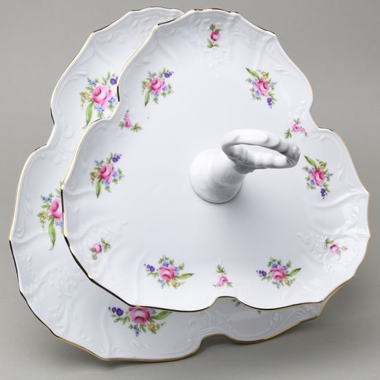 Compartment dish 2 pcs. triangular bowls, v. 35 cm, Thun 1794 Carlsbad Porcelain, BERNADOTTE Meissen Rose