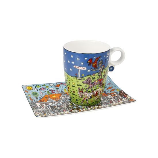 Mug with saucer All Roads Lead to Bremen 400ml, fine bone china, J. Rizzi, Goebel