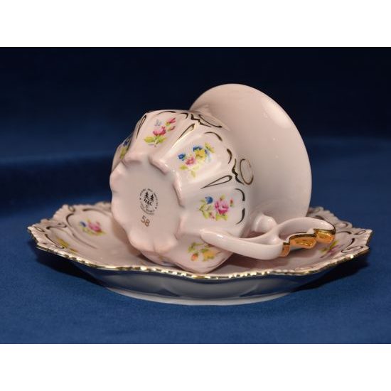 Šálek 130 ml a podšálek 140 mm, Lenka 247, Růžový porcelán z Chodova