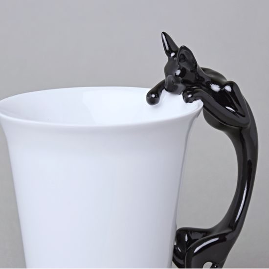 Mug Sphinx with a Cat, 400 ml, Black, Goldfinger porcelain