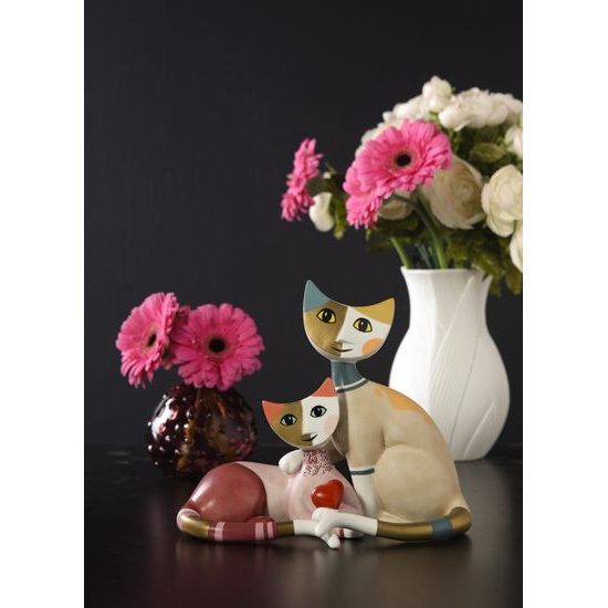 Cats Vivien and Peppie 16 / 9 / 14cm, biscuit china, Cats Goebel R. Wachtmeister
