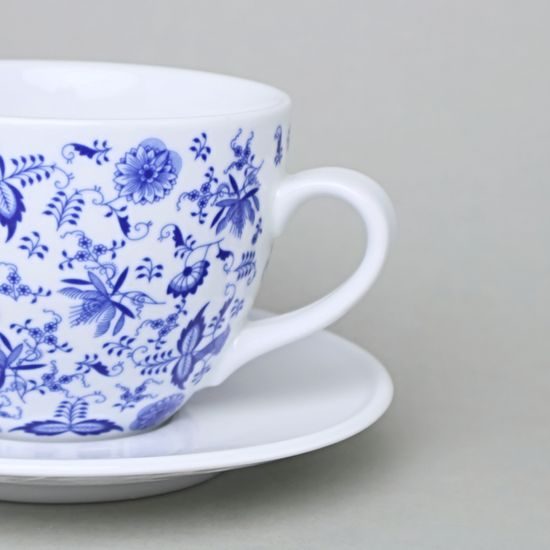 Šálek 480 ml široký a podšálek 17 cm Milada, Fragmenty cibuláku, zelená, Český porcelán a.s.