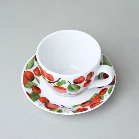 Šálek 250 ml a podšálek 15 cm Milada, třešně, Český porcelán a.s.