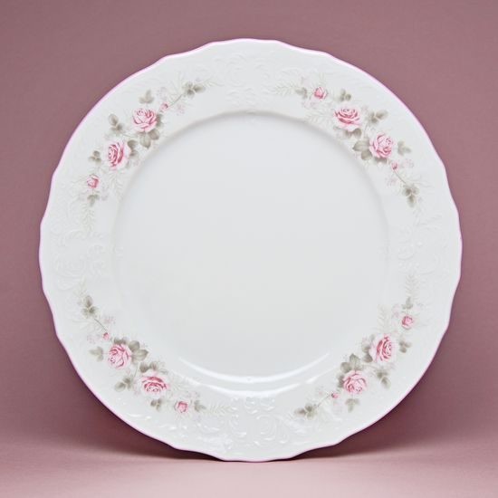 Pink line: Dining Plate 25 cm, Bernadotte Roses, Thun 1794 Carlsbad porcelain