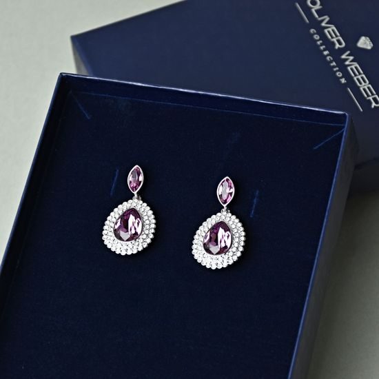 Oliver Weber Earrings Violet Charlotte RH, Swarovski Crystals