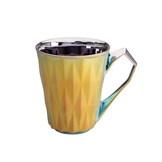 Mug Diamond Yellow Titan, Yellow And Platinum, 250 ml, Goldfinger porcelain