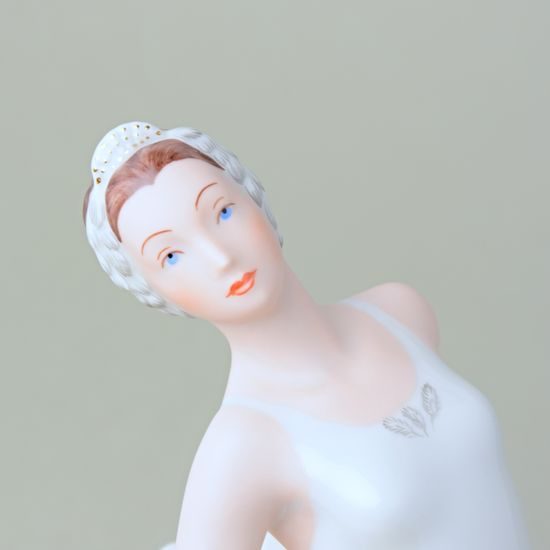 Ballet Dancer II. - White Dress, 22,5 x 15,5 x 19 cm, Natur + Gold, Porcelain Figures Duchcov