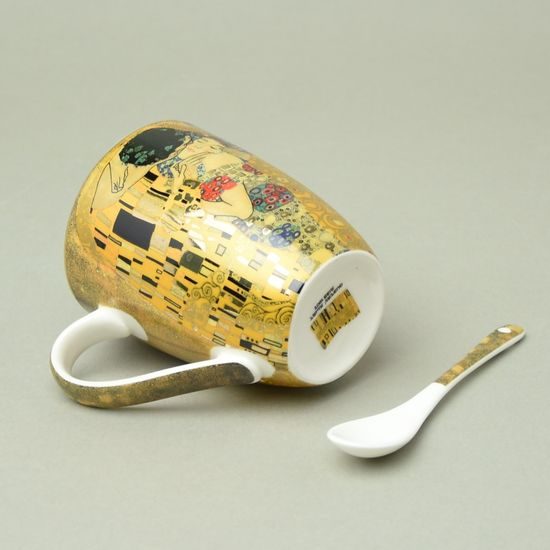 Hrnek 325 ml + porcelánová lžička, G. Klimt, Polibek, Marco Polo